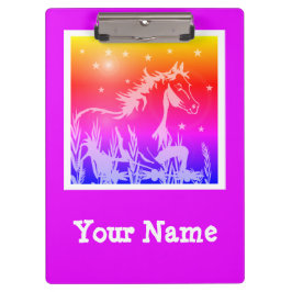 Carpeta De Pinza gráfico rosa de caballo salvaje, personalizado