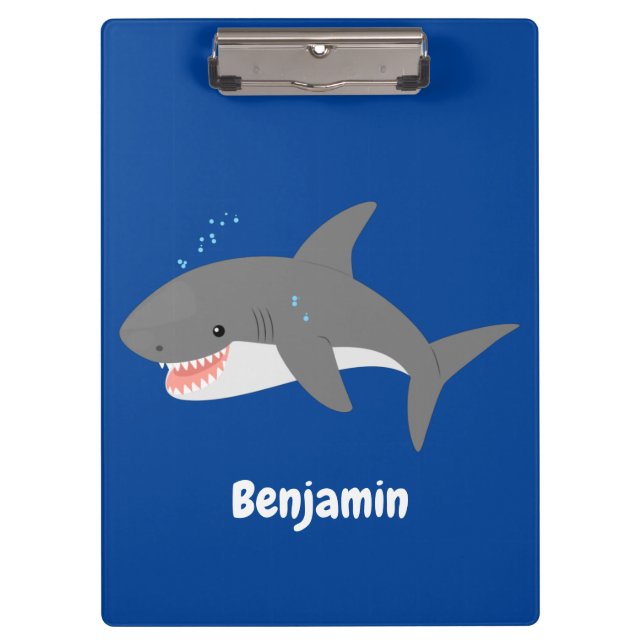 Carpeta De Pinza Gran ilustracion personalizado feliz de tiburón bl (Anverso)