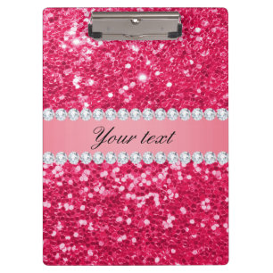 Carpeta De Pinza Gran Purpurina de imitación rosa caliente con dia