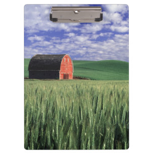Carpeta De Pinza Granero rojo en campo de trigo y cebada en Whitman