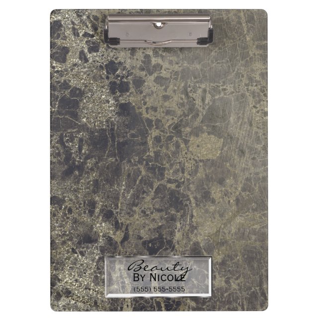 Carpeta De Pinza Granite Glam Purpurina de oro negro personalizado (Anverso)