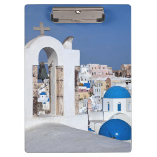 Carpeta De Pinza Grecia, Santorini. Campanario y cúpulas azules de