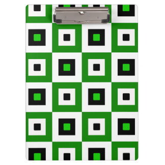 Carpeta De Pinza Green Black White Checkered Squares Pattern