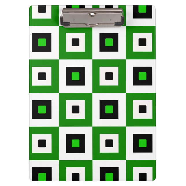 Carpeta De Pinza Green Black White Checkered Squares Pattern (Anverso)