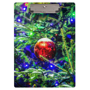 Carpeta De Pinza Green Christmas Tree Red Ball