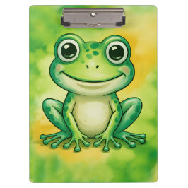 Carpeta De Pinza Green cute frog