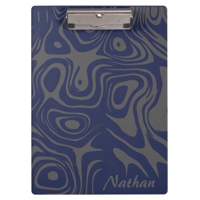 Carpeta De Pinza Grey and Blue Abstract Swirly Pattern Personalised (Anverso)