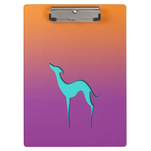 Carpeta De Pinza Greyhound Whippet dog azul naranja púrpura oscuro (Anverso)