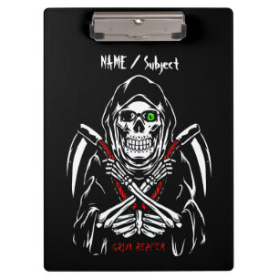 Carpeta De Pinza Grim Reaper Scythe Death Skeleton Bones Halloween
