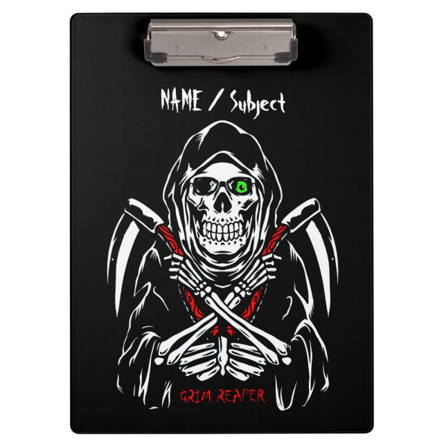 Carpeta De Pinza Grim Reaper Scythe Death Skeleton Bones Halloween (Anverso)