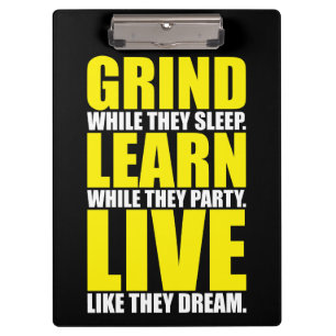 Carpeta De Pinza Grind, Learn, Live - Motivación