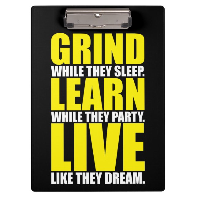 Carpeta De Pinza Grind, Learn, Live - Motivación (Anverso)