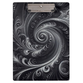 Carpeta De Pinza Gris blanco negro Resumen Moderno Swirl sencillo