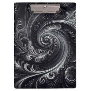 Carpeta De Pinza Gris blanco negro Resumen Moderno Swirl sencillo
