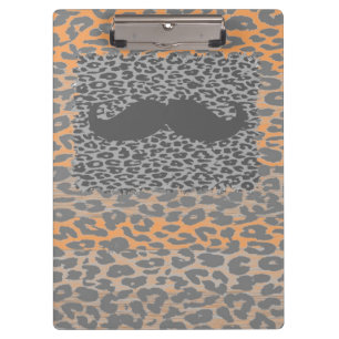Carpeta De Pinza Gris Mustache y Leopardo Print