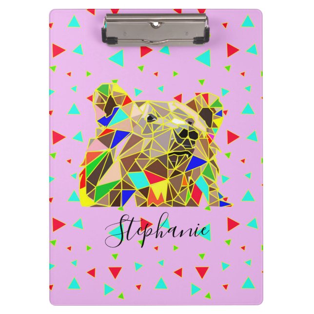 Carpeta De Pinza Grizzly Bear Rosa (Anverso)