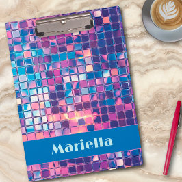 Carpeta De Pinza Groovy Blue & Purple Disco Ball Personalizado