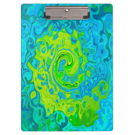 Carpeta De Pinza Groovy Chartreuse y Aquamarine Liquid Swirl