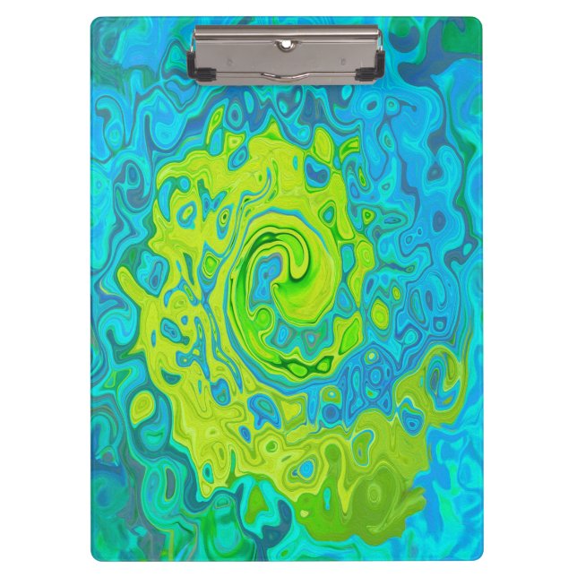 Carpeta De Pinza Groovy Chartreuse y Aquamarine Liquid Swirl (Anverso)