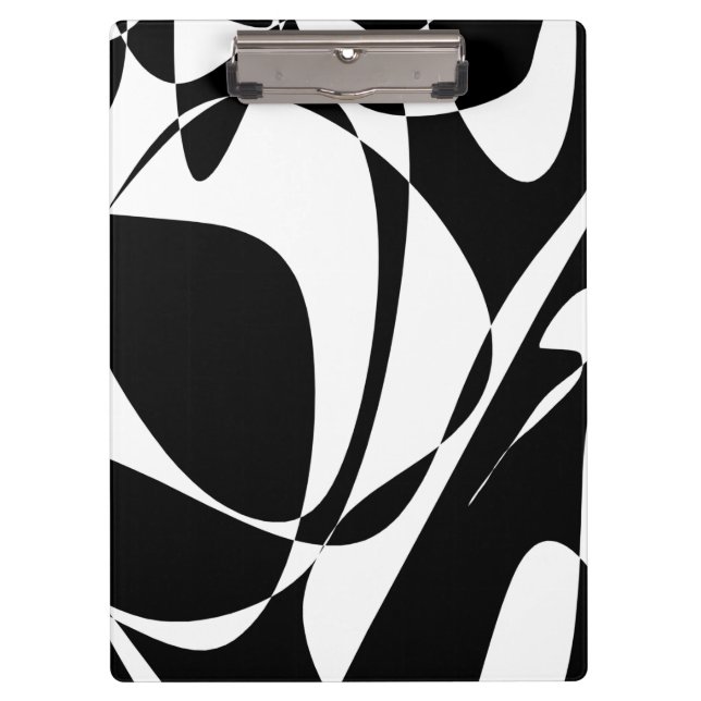Carpeta De Pinza Groovy Patrón blanco y negro (Anverso)