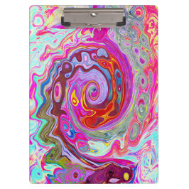 Carpeta De Pinza Groovy Resumen Retro Pink caliente y Blue Swirl