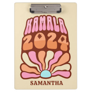 Carpeta De Pinza Groovy Retro Personalizado Kamala Harris 2024