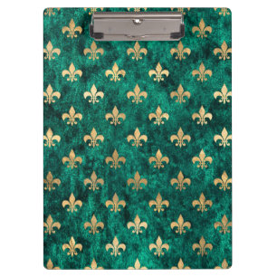 Carpeta De Pinza Grunge Verde Terciopelo Flor De Lis Mardi Gras