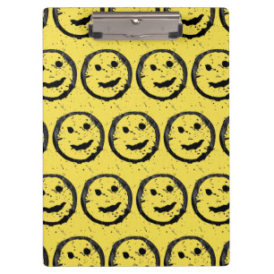 Carpeta De Pinza Guay Seted Happy Sonriente patrón de cara amarillo