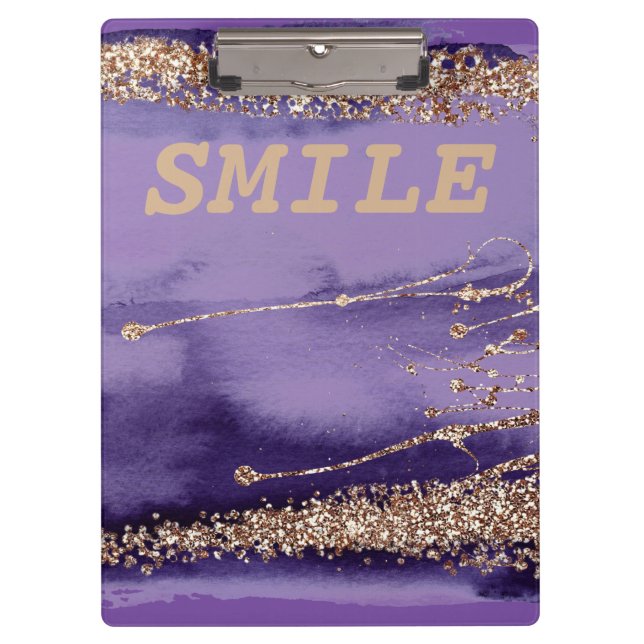 Carpeta De Pinza Guay Smile Gold Purple Sparkling (Anverso)