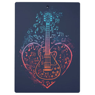 Carpeta De Pinza Guitar Heart