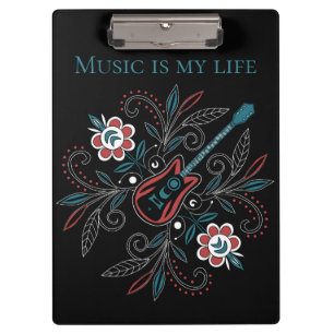 Carpeta De Pinza Guitarra Boho Rock’n’Roll con flores