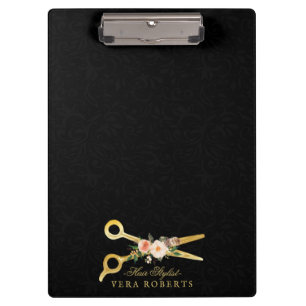 Carpeta De Pinza Hair Stylist Luxury Scissors Damask Floral