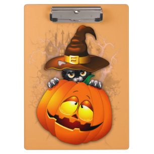 Carpeta De Pinza Halloween Curte Kitty Witch and Pumpkin Friend