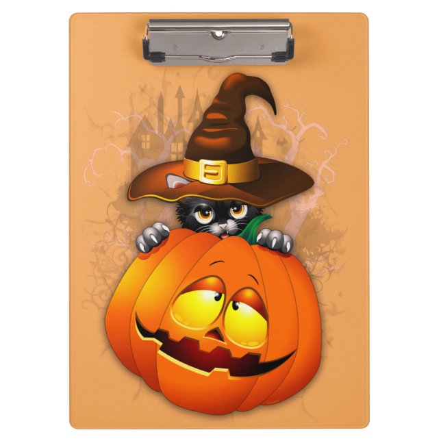 Carpeta De Pinza Halloween Curte Kitty Witch and Pumpkin Friend (Anverso)