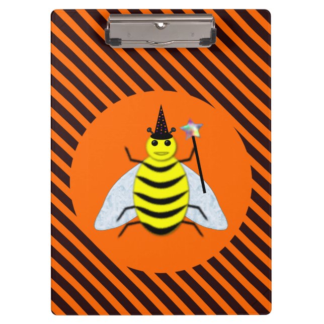 Carpeta De Pinza Halloween Magic Bee Witch Naranja y Black Stripes (Anverso)