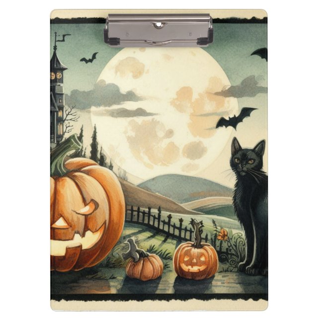 Carpeta De Pinza Halloween/otoño/otoño/otoño/calabaza/gato (Anverso)