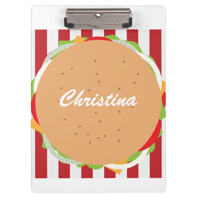 Carpeta De Pinza Hamburger cheeseburger lindo café rayado blanco ro (Anverso)