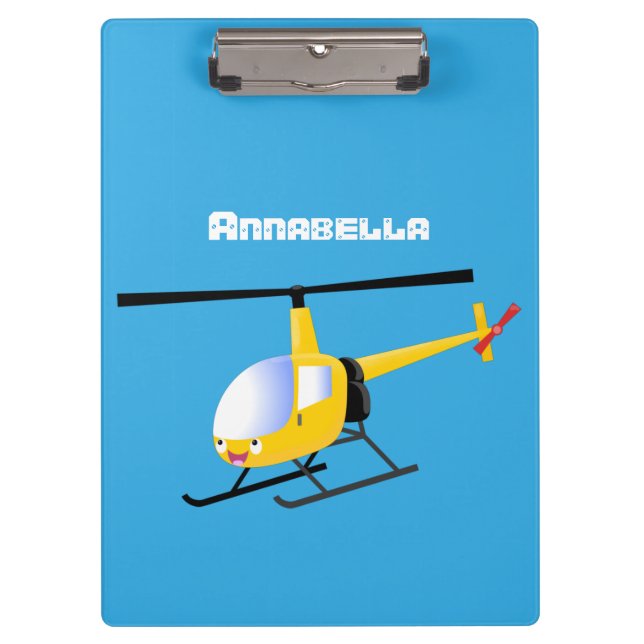 Carpeta De Pinza Helicóptero de personalizado alegre amarillo lindo (Anverso)