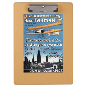 Carpeta De Pinza Henry Farman vuela el poster del promo del hombre