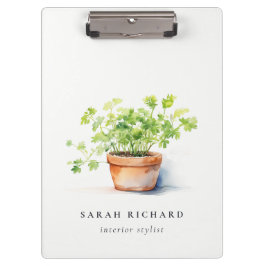 Carpeta De Pinza Herb Potted Parsley Coriander Watercolor Botánico