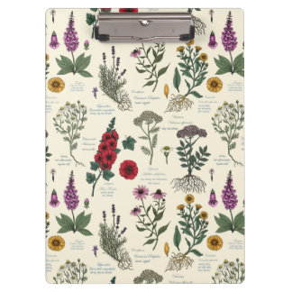Carpeta De Pinza Herbario de jardín medicinal sobre blanco apagado