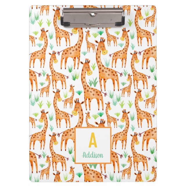 Carpeta De Pinza Hermosa acuarela Giraffe Animal Personalizado (Anverso)