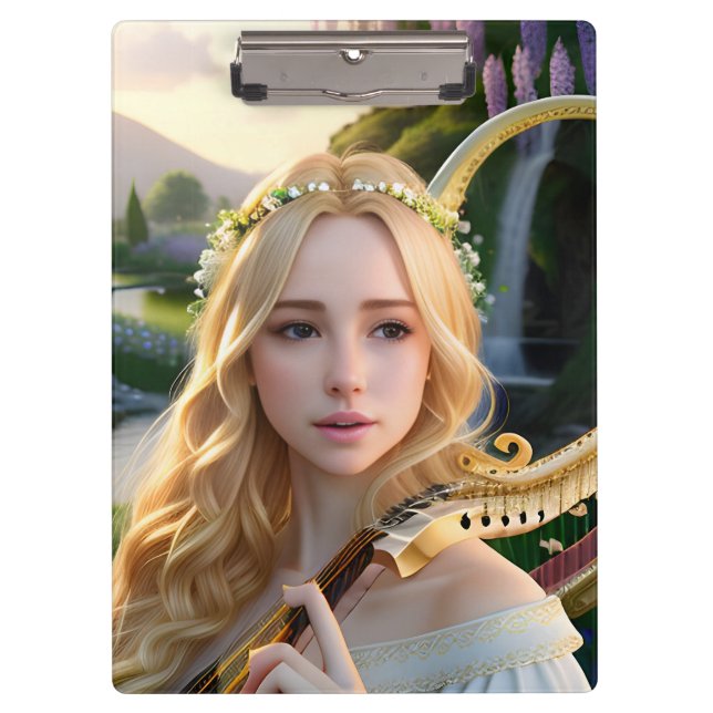 Carpeta De Pinza Hermosa musa que juega un arpa (Anverso)