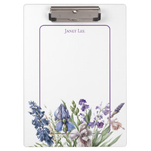 Carpeta De Pinza Hermosas flores moradas y marco púrpura