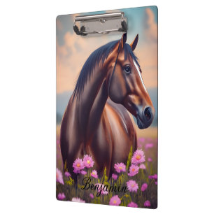 Carpeta De Pinza Hermoso cuarto de caballo con flores Nombre