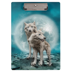 Carpeta De Pinza Hermosos lobos blancos