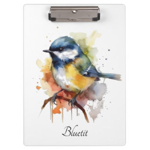 Carpeta De Pinza Herrerillo común lindo en una rama, personalizado