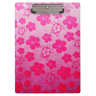 Carpeta De Pinza Hibisco y tortugas rosados de Honu