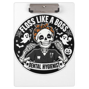 Carpeta De Pinza Higienista Dental Esqueleto de Halloween