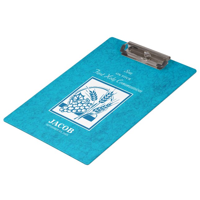 Carpeta De Pinza Hijo, Primera Comunión, Trigo, Uvas Azules (Angular)